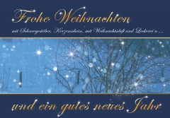 Weihnachtskarte Orbs-Schnee-Gestöber - BLAU